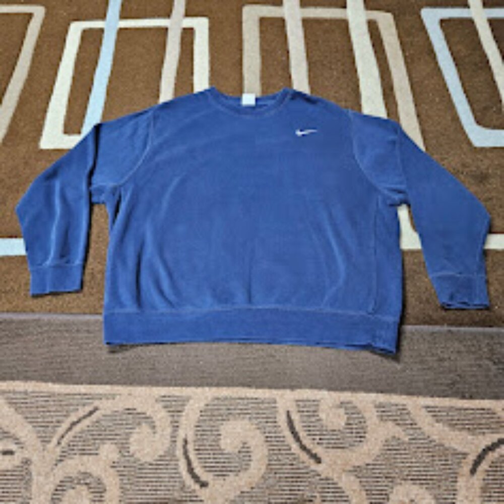 Like New - Nike Men’s Blue Crewneck Sweatshirt with White Swoosh - XXL
